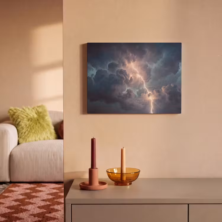 Akoestisch schilderij - Bliksem - Storm - Natuur - Donker — 2