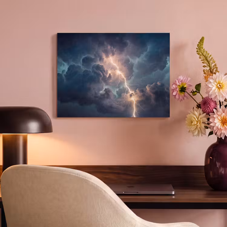 Akoestisch schilderij - Bliksem - Storm - Natuur - Donker — 4