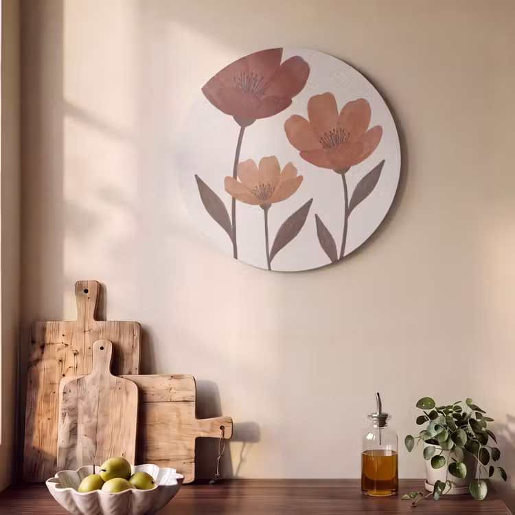 Akoestisch schilderij rond - Bloemen - Abstract - Modern - Bruin - Decoratief — 4