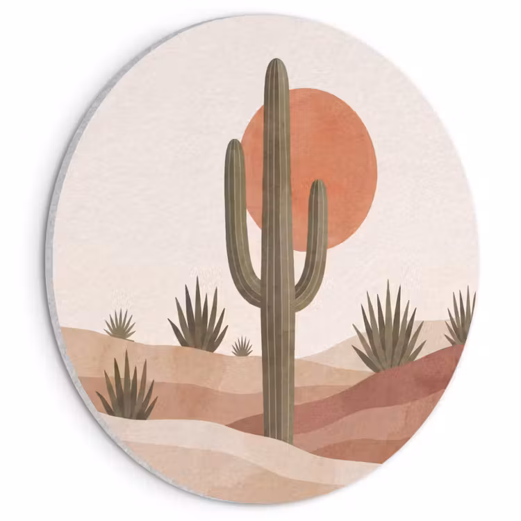 Akoestisch schilderij rond - Cactus - Duinen - Modern - Landschap - Groen — 1