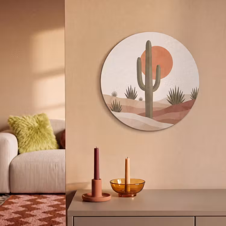 Akoestisch schilderij rond - Cactus - Duinen - Modern - Landschap - Groen — 3
