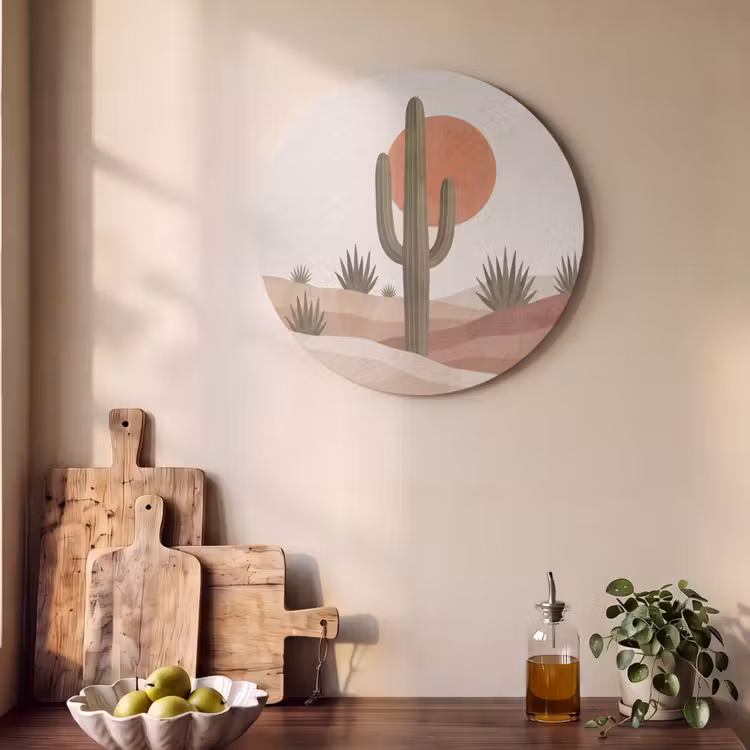 Akoestisch schilderij rond - Cactus - Duinen - Modern - Landschap - Groen — 4