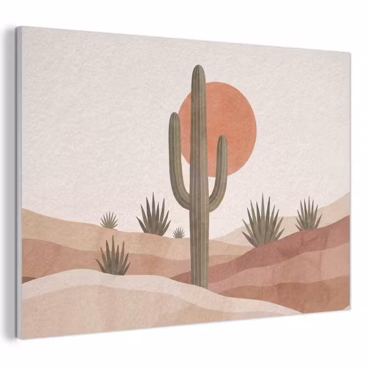 Akoestisch schilderij - Cactus - Duinen - Modern - Landschap - Groen — 1