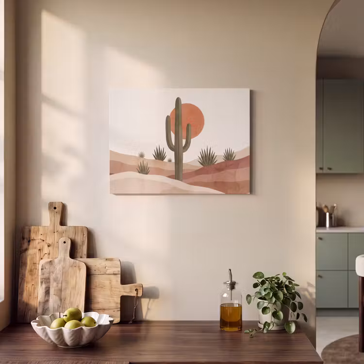 Akoestisch schilderij - Cactus - Duinen - Modern - Landschap - Groen — 3
