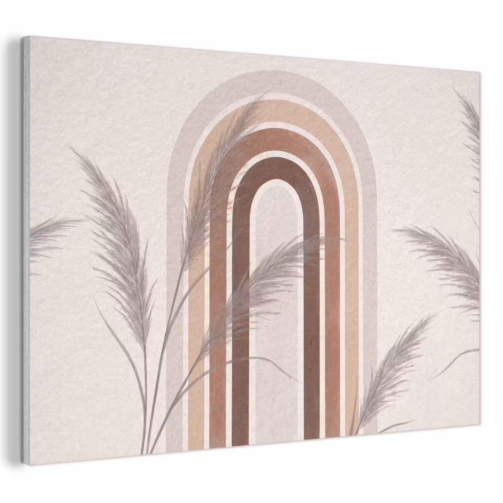 Akoestisch schilderij - Abstract - Bogen - Plant - Boho - Beige — 1
