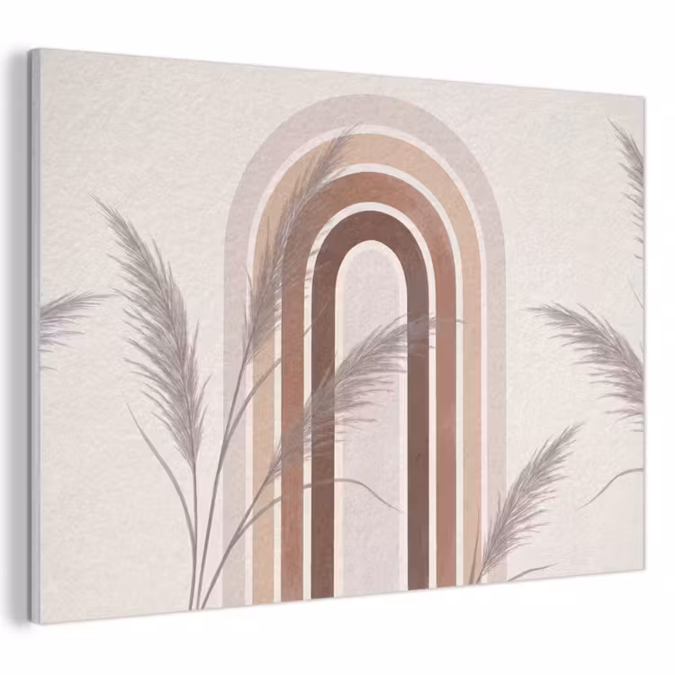 Akoestisch schilderij - Abstract - Bogen - Plant - Boho - Beige — 1