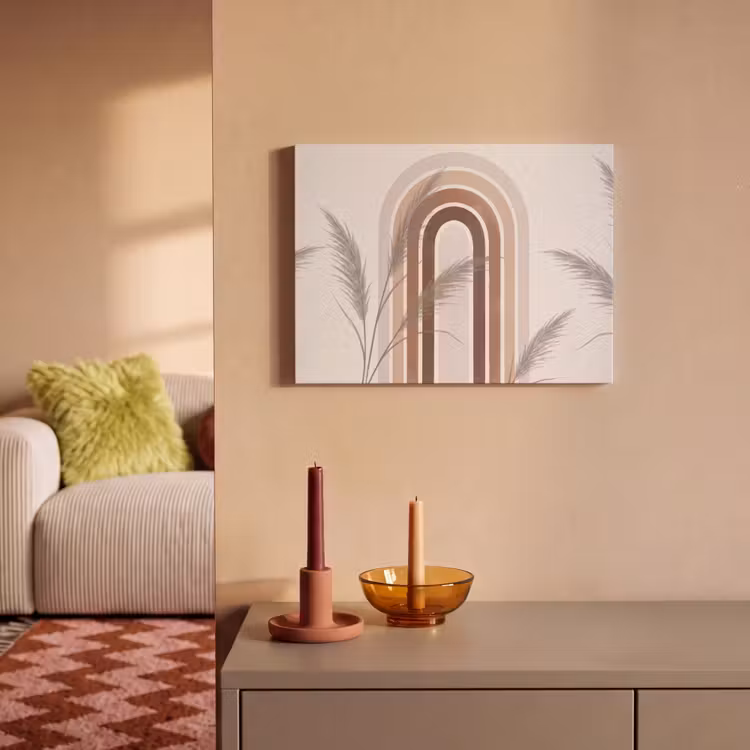 Akoestisch schilderij - Abstract - Bogen - Plant - Boho - Beige — 2