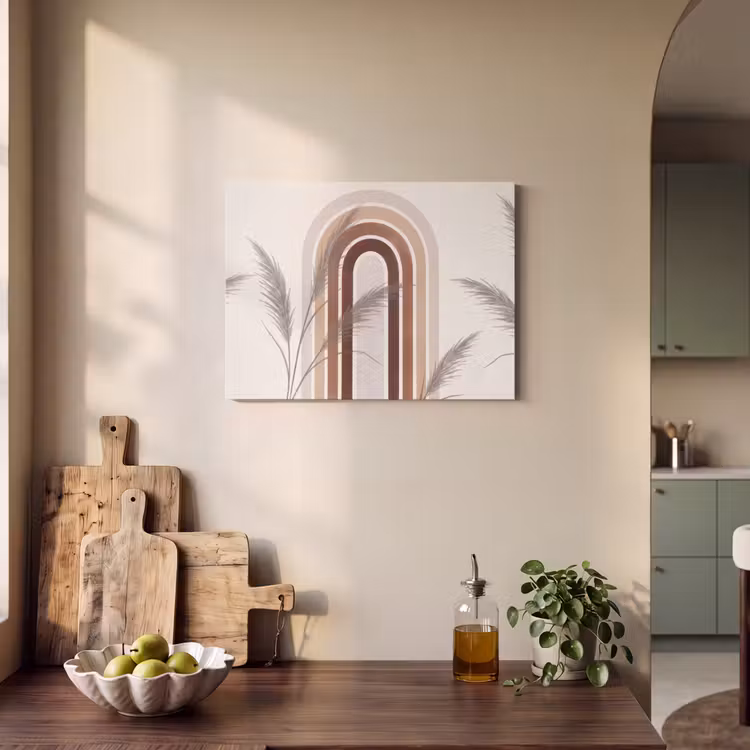 Akoestisch schilderij - Abstract - Bogen - Plant - Boho - Beige — 3