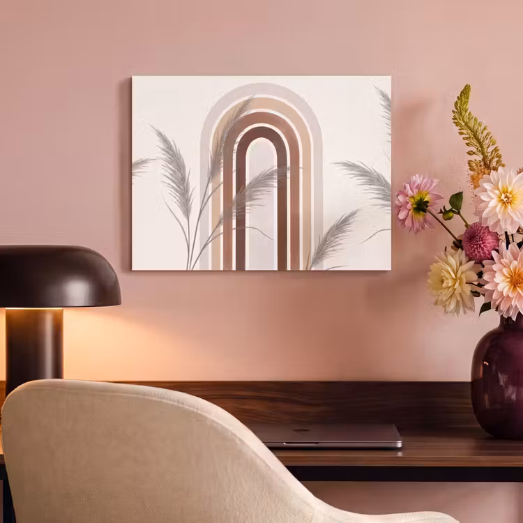 Akoestisch schilderij - Abstract - Bogen - Plant - Boho - Beige — 4