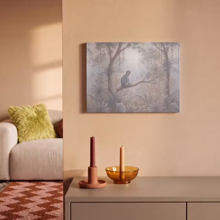 Akoestisch schilderij - Aap - Boom - Jungle - Natuur - Grijs — 2