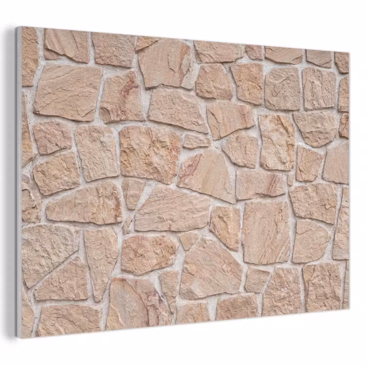 Akoestisch schilderij - Muur - Steen - Patroon - Rustiek - Beige — 1