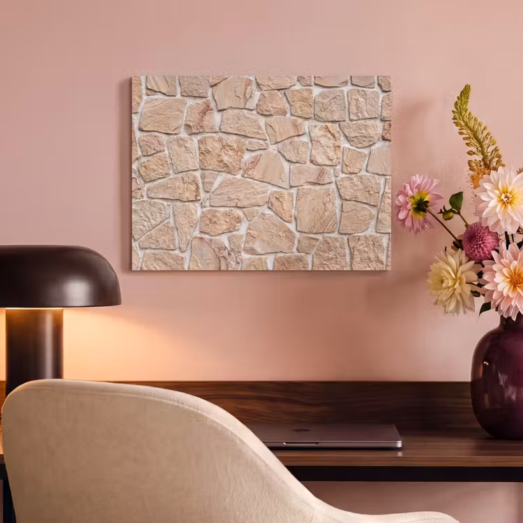 Akoestisch schilderij - Muur - Steen - Patroon - Rustiek - Beige — 4