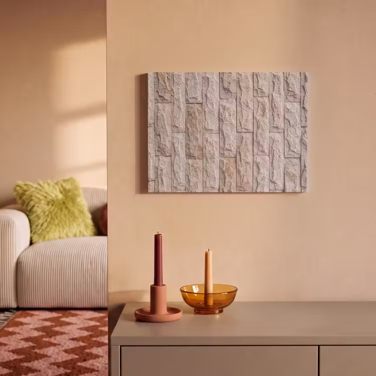 Akoestisch schilderij - Muur - Steen - Ruw - Beige - Textuur — 2