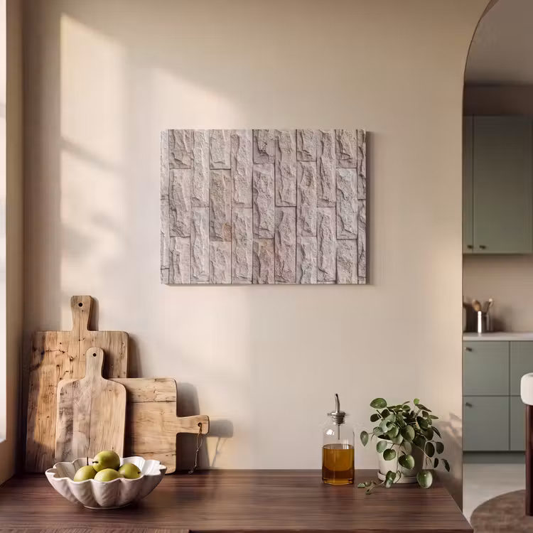 Akoestisch schilderij - Muur - Steen - Ruw - Beige - Textuur — 3