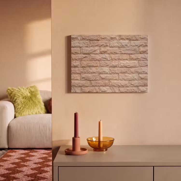 Akoestisch schilderij - Muur - Steen - Ruw - Textuur - Beige — 2