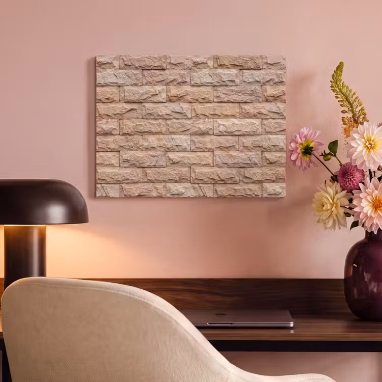 Akoestisch schilderij - Muur - Steen - Ruw - Textuur - Beige — 4