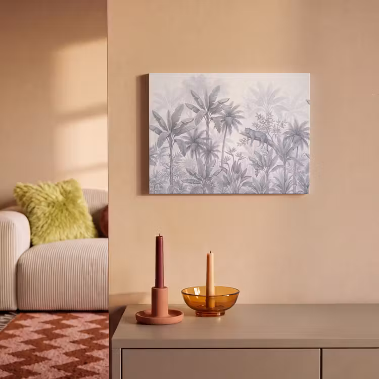 Akoestisch schilderij - Kat - Tropisch bos - Modern - Grijs — 2