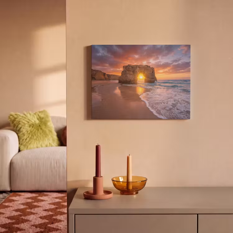 Akoestisch schilderij - Kust - Rots - Zonsondergang - Zee - Natuur — 2