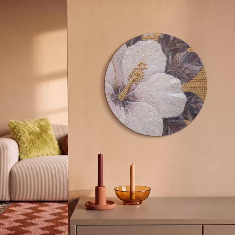 Akoestisch schilderij rond - Bloemen - Mozaïek - Kunst - Modern - Goud — 3