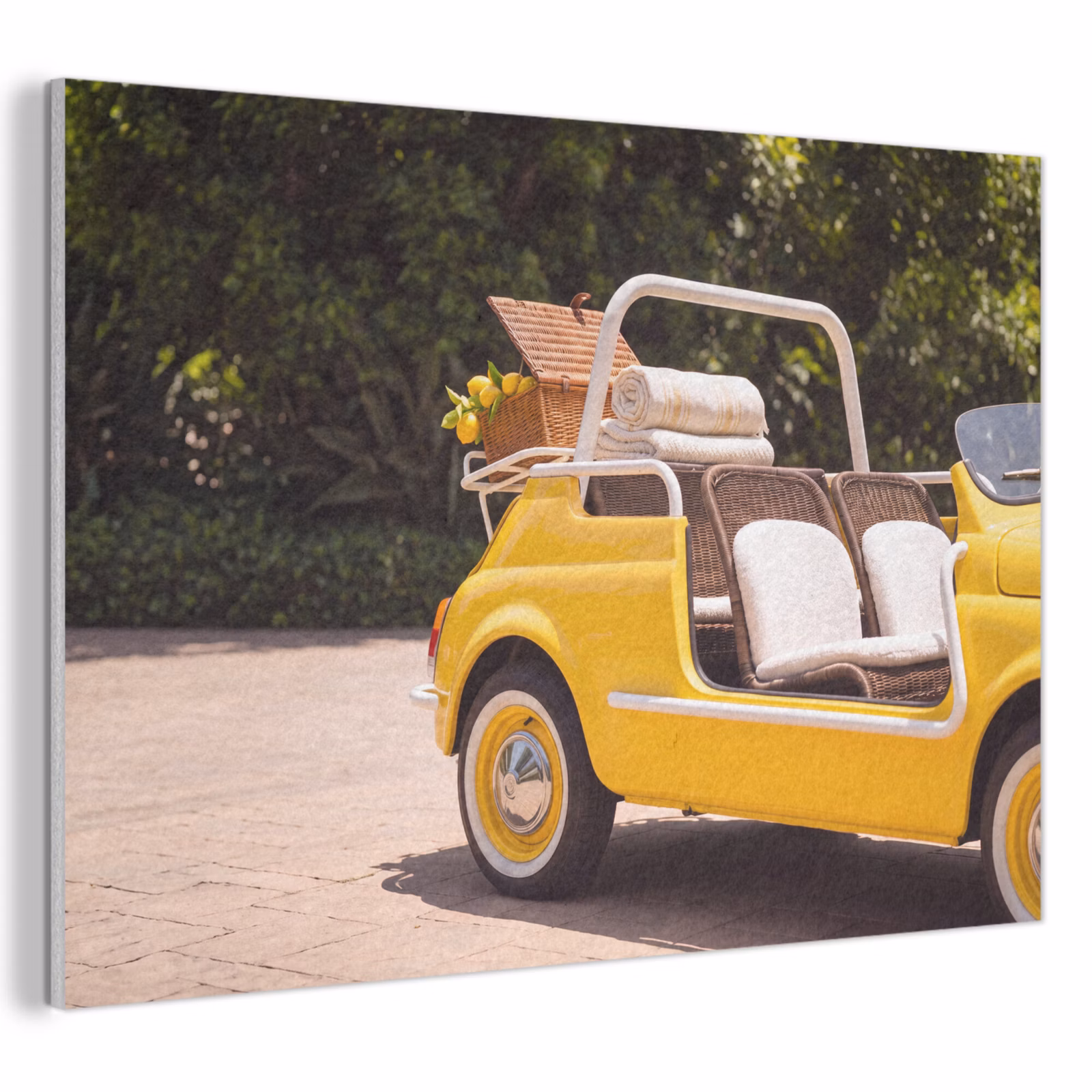 Akoestisch schilderij - Auto - Picknick - Zomer - Geel — 1