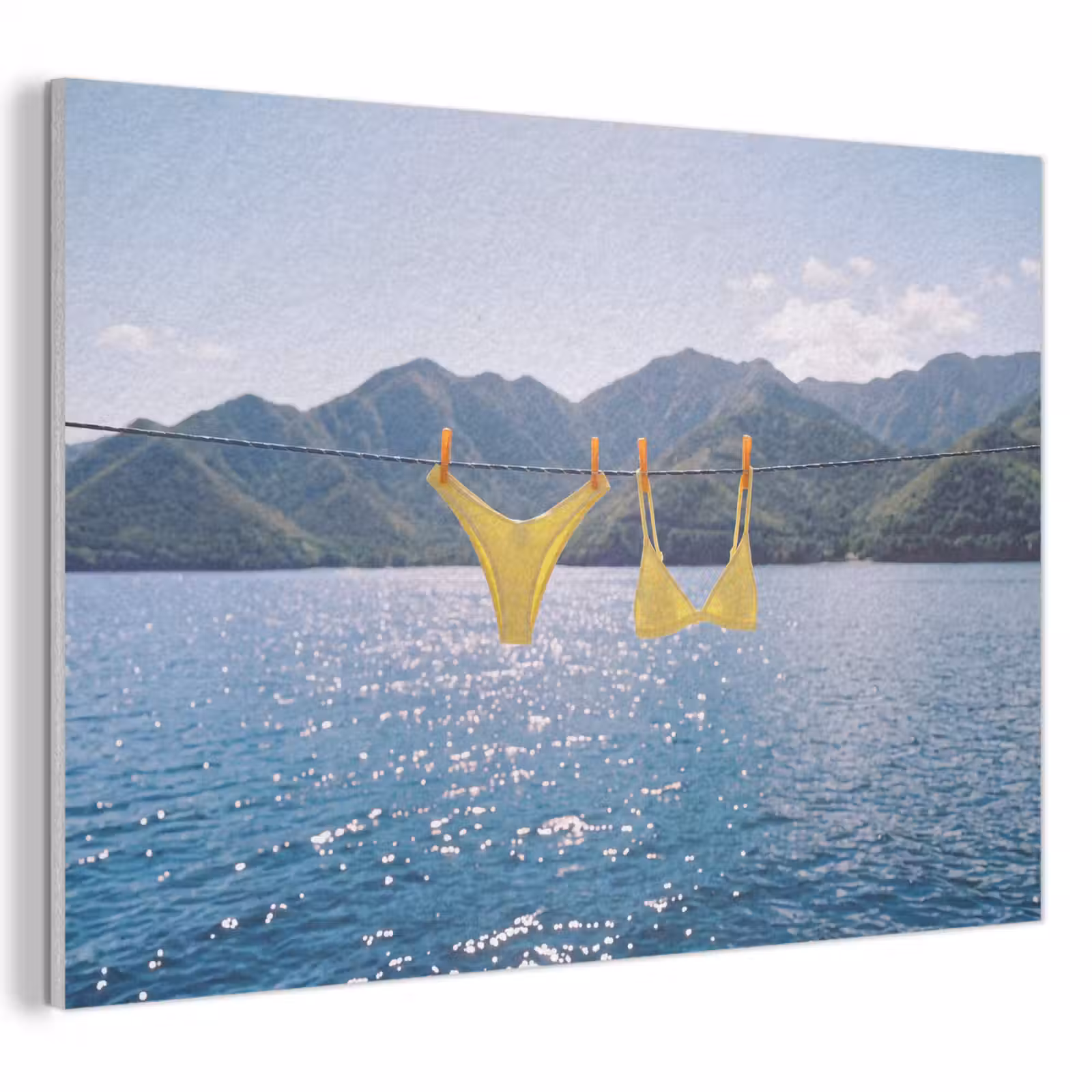 Akoestisch schilderij - Badmode - Bikini - Zee - Bergen - Geel — 1