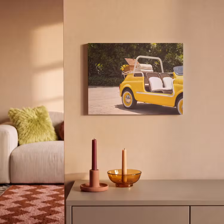 Akoestisch schilderij - Auto - Picknick - Zomer - Geel — 2