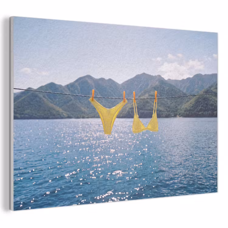 Akoestisch schilderij - Badmode - Bikini - Zee - Bergen - Geel — 1