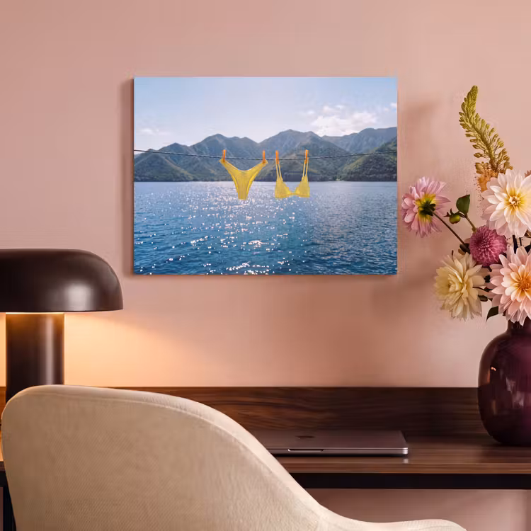 Akoestisch schilderij - Badmode - Bikini - Zee - Bergen - Geel — 4