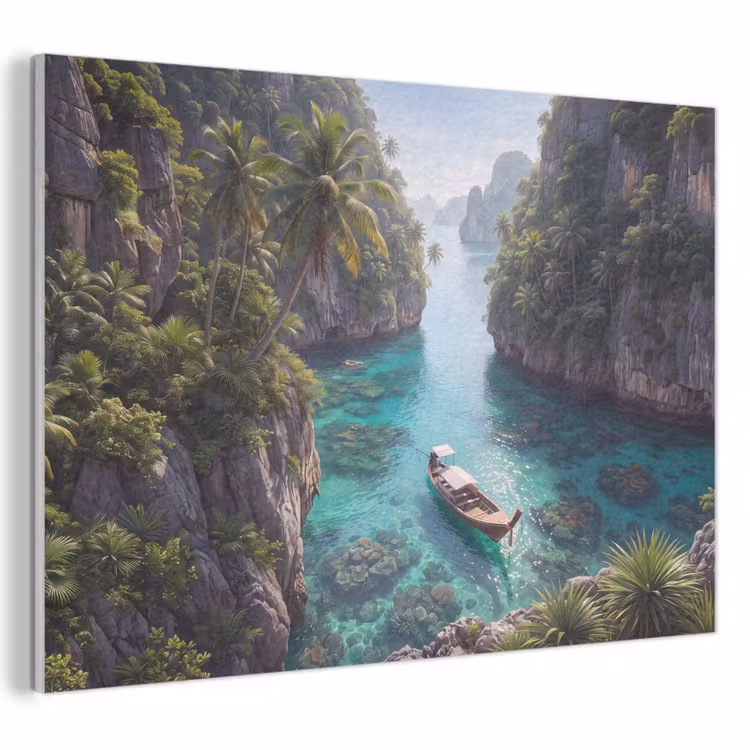 Akoestisch schilderij - Eiland - Tropisch - Water - Palmbomen - Natuur — 1