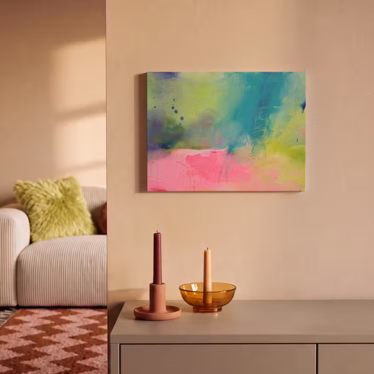 Akoestisch schilderij - Abstract - Kleuren - Modern - Groen - Roze — 2
