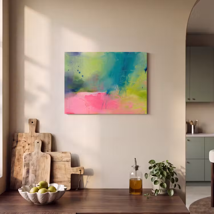 Akoestisch schilderij - Abstract - Kleuren - Modern - Groen - Roze — 3