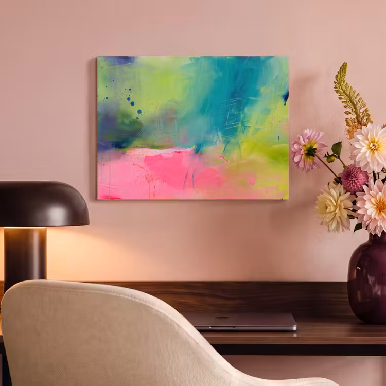Akoestisch schilderij - Abstract - Kleuren - Modern - Groen - Roze — 4