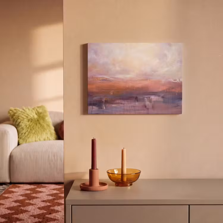Akoestisch schilderij - Abstract - Landschap - Modern - Paars - Oranje — 2