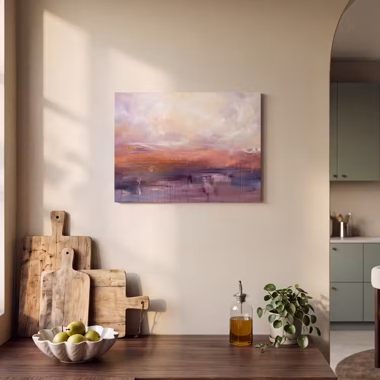 Akoestisch schilderij - Abstract - Landschap - Modern - Paars - Oranje — 3