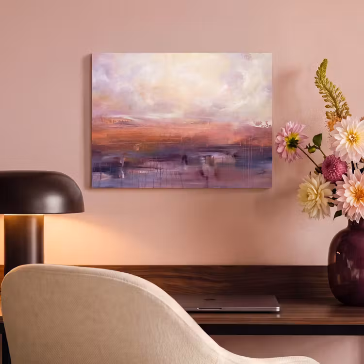 Akoestisch schilderij - Abstract - Landschap - Modern - Paars - Oranje — 4