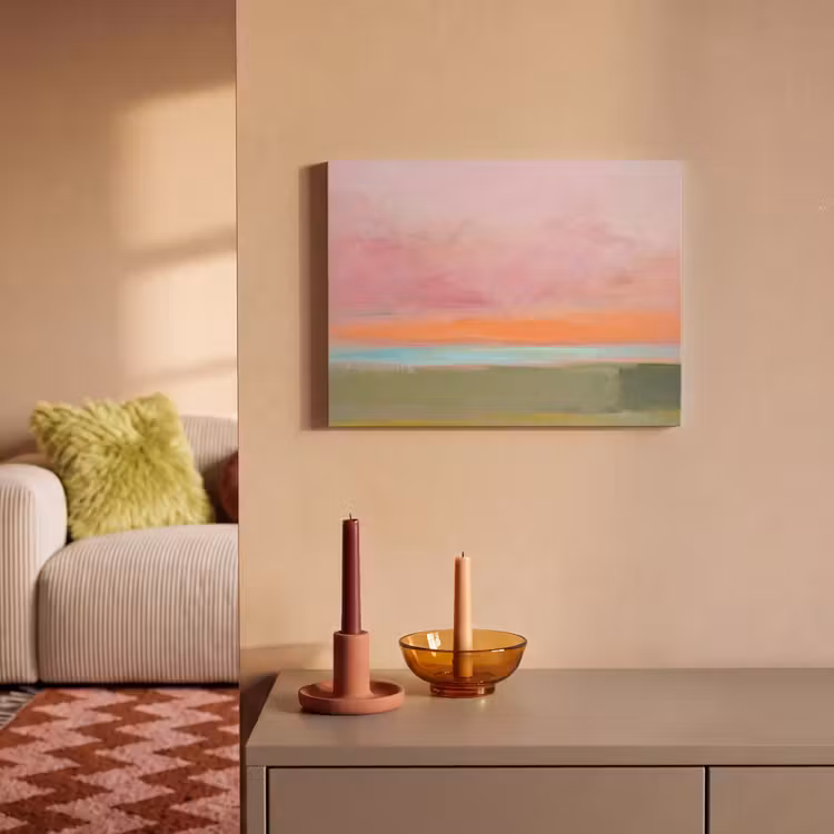 Akoestisch schilderij - Abstract - Landschap - Modern - Roze - Oranje — 2