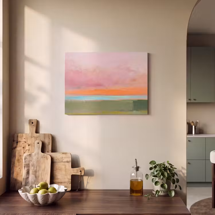 Akoestisch schilderij - Abstract - Landschap - Modern - Roze - Oranje — 3