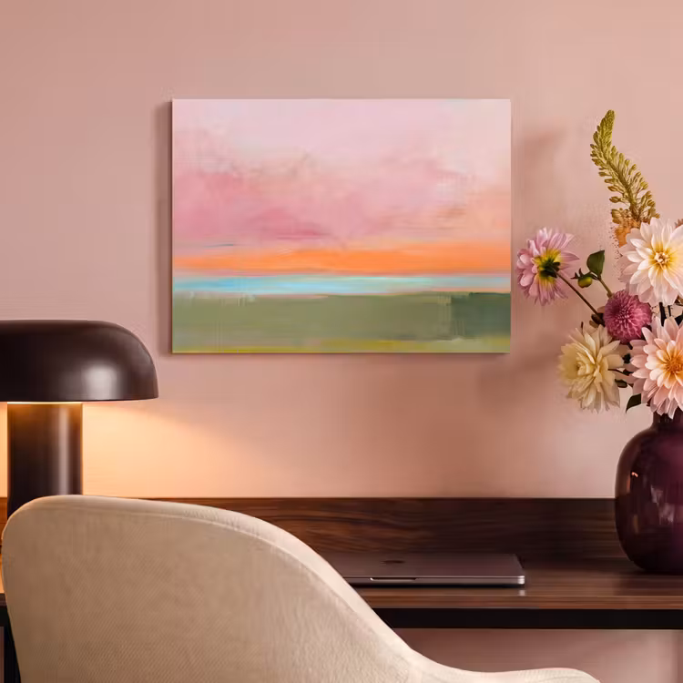 Akoestisch schilderij - Abstract - Landschap - Modern - Roze - Oranje — 4