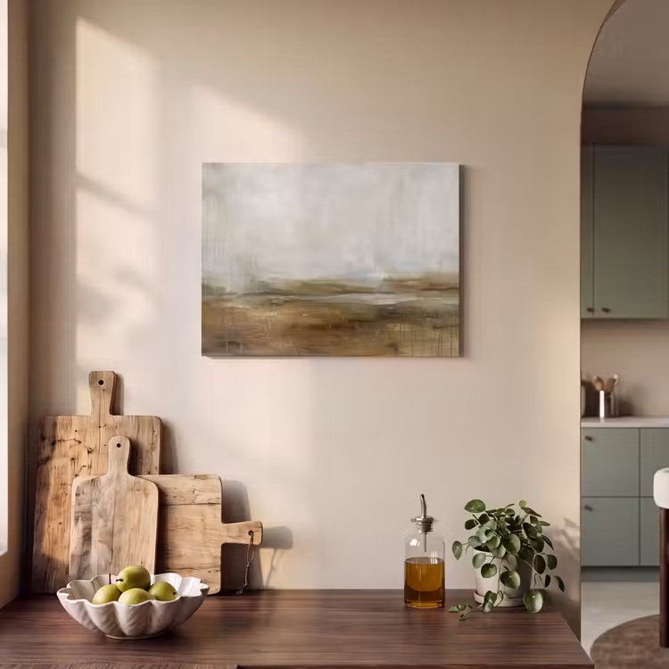 Akoestisch schilderij - Abstract - Landschap - Natuur - Beige - Bruin — 3