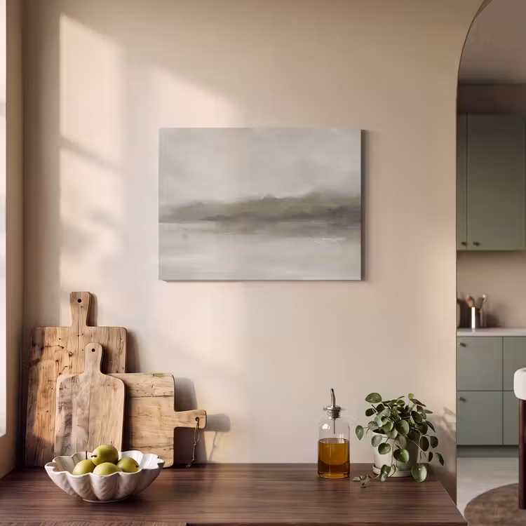 Akoestisch schilderij - Abstract - Landschap - Nevel - Modern - Grijs — 3