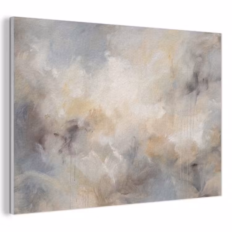 Akoestisch schilderij - Abstract - Wolken - Sfeervol - Beige - Grijs — 1