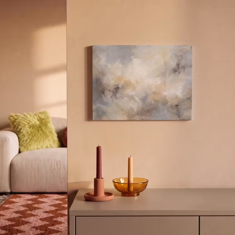 Akoestisch schilderij - Abstract - Wolken - Sfeervol - Beige - Grijs — 2