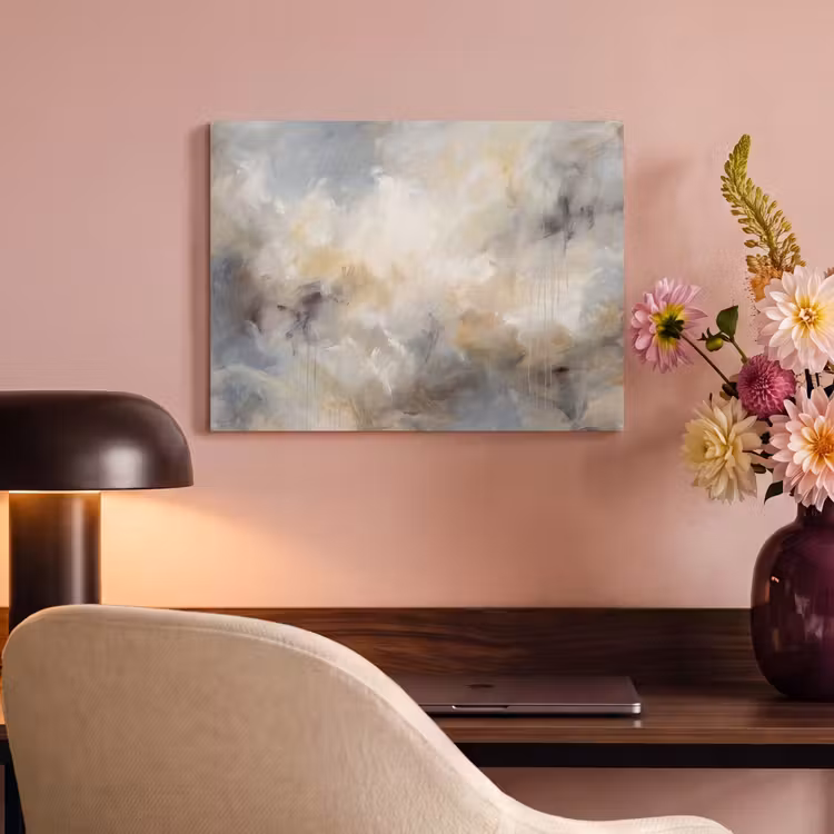 Akoestisch schilderij - Abstract - Wolken - Sfeervol - Beige - Grijs — 4