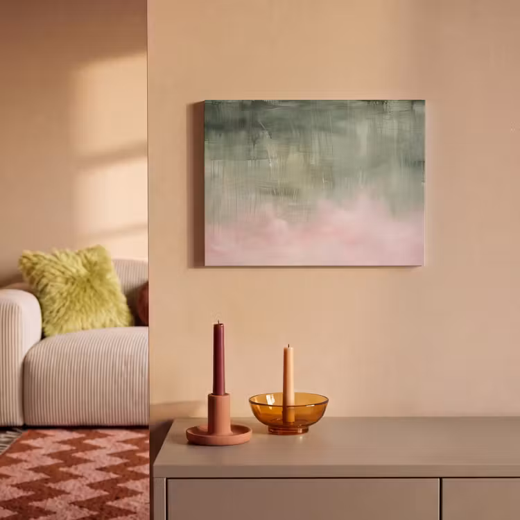 Akoestisch schilderij - Kunst - Abstract - Modern - Groen - Roze — 2