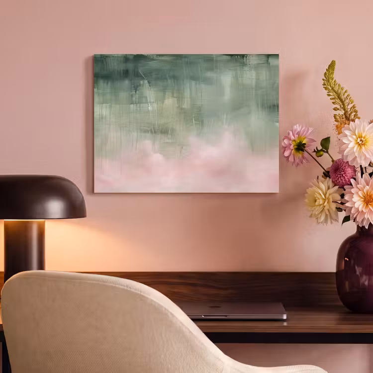 Akoestisch schilderij - Kunst - Abstract - Modern - Groen - Roze — 4