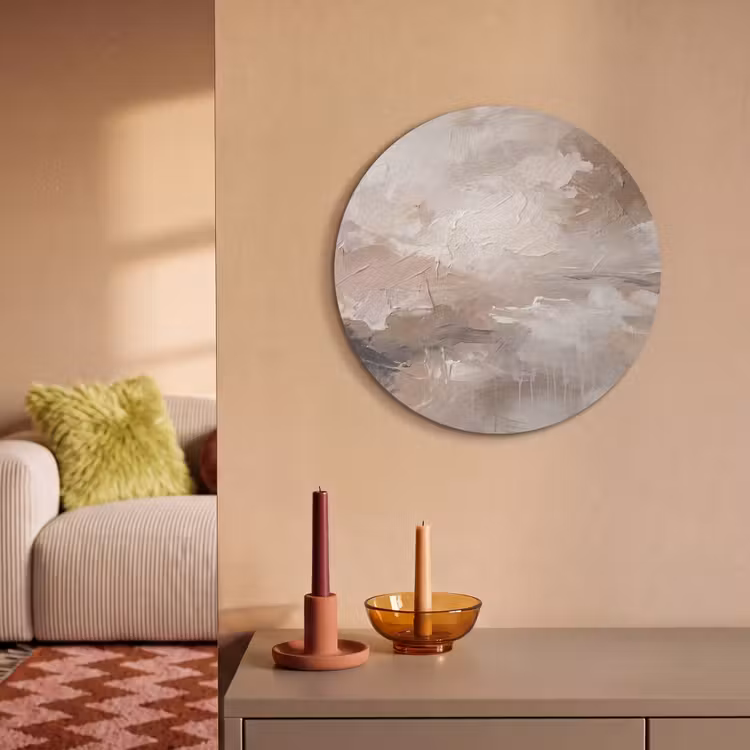 Akoestisch schilderij rond - Abstract - Textuur - Kunst - Modern - Beige — 3