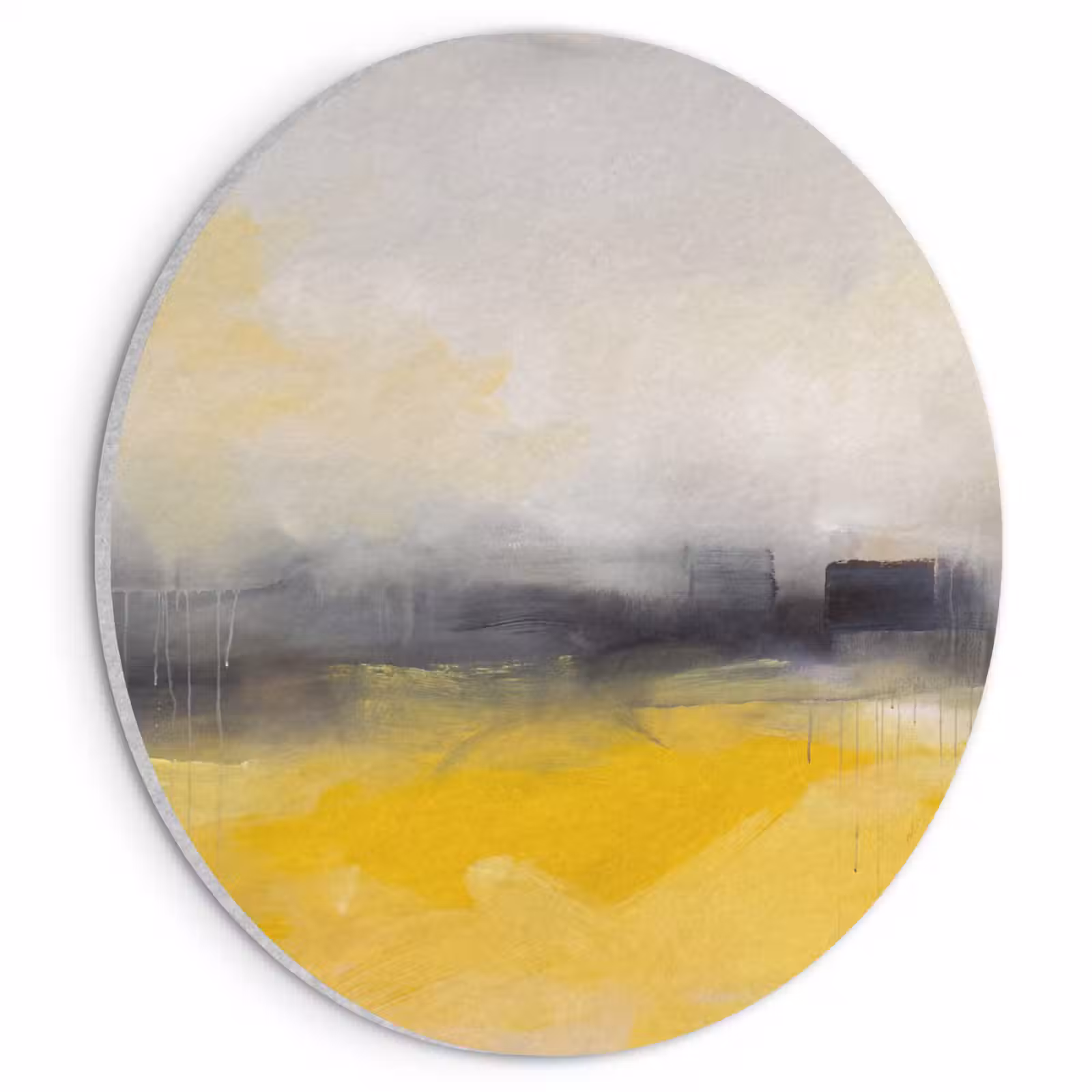 Akoestisch schilderij rond - Abstract - Landschap - Modern - Geel — 1