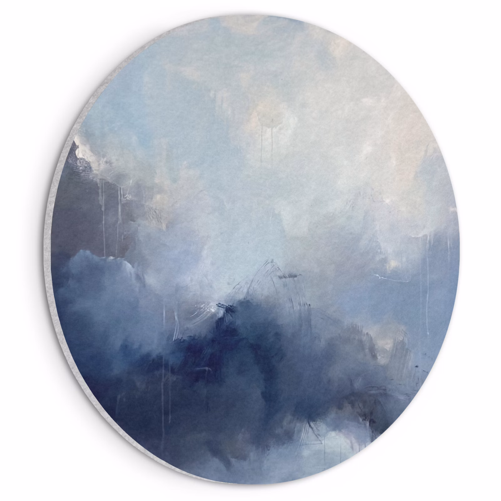 Akoestisch schilderij rond - Abstract - Wolken - Modern - Blauw - Kunst — 1