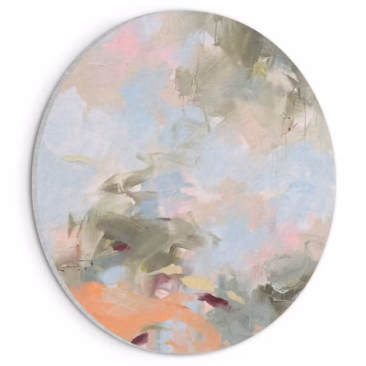Akoestisch schilderij rond - Abstract - Borstelstreken - Kunst - Modern - Pastel — 1