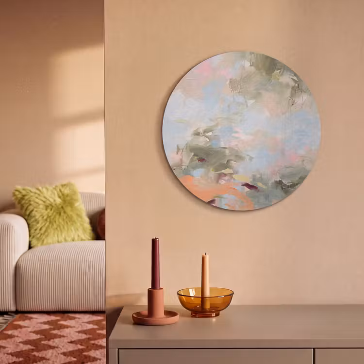 Akoestisch schilderij rond - Abstract - Borstelstreken - Kunst - Modern - Pastel — 3
